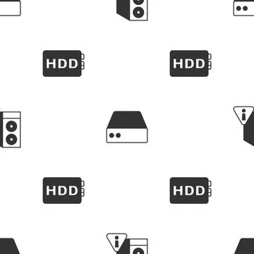 Set Case of computer, Server, Data, Web Hosting and Hard disk drive HDD on Illustrazione stock