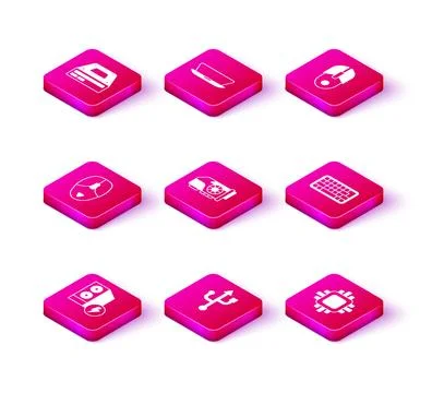 Set Case of computer USB Computer mouse Video graphic card Processor with CPU イラスト素材