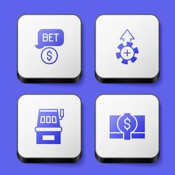 Set Casino chip with dollar, chips, Slot machine and Stacks paper money cas.. Stock Illustration