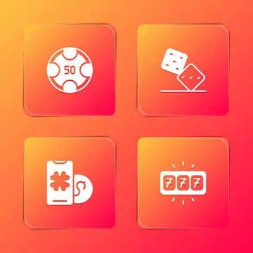 Set Casino chips, Game dice, Online poker table game and Slot machine with ja Stock Illustration