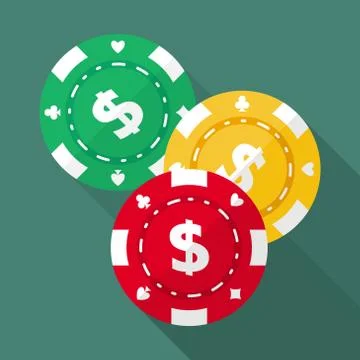 Set of casino gambling chips vector flat icons Stock Illustration
