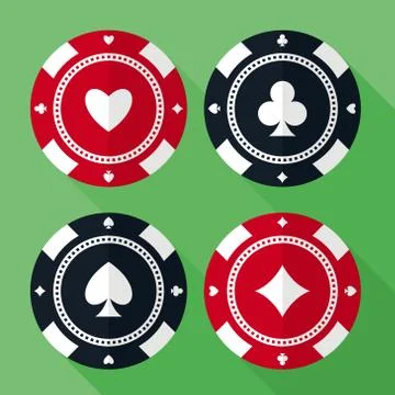 Set of casino gambling chips vector flat icons Stock Illustration