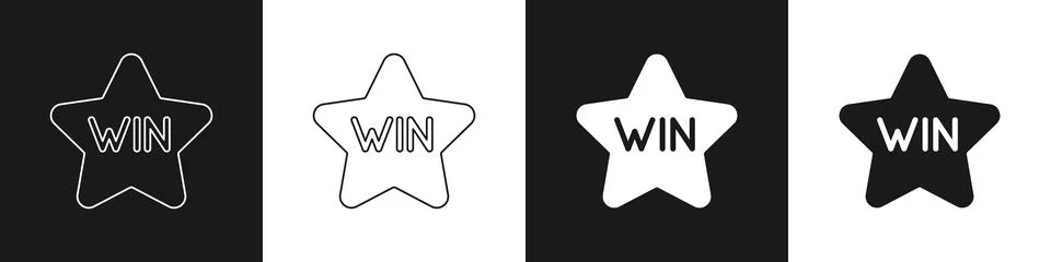 Set Casino win icon isolated on black and white background.  Vector Stock Illustration
