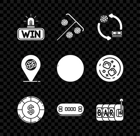 Set Casino win, Stick for chips, exchange on stacks of dollars, with symbol 스톡 일러스트