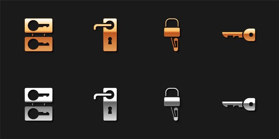 Set Casting keys, Door handle, Lock picks for lock picking and Key icon. Vector Stock Illustration
