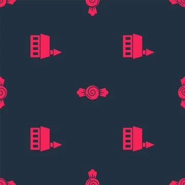 Set Castle and Candy on seamless pattern. Vector Illustrazione stock