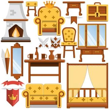 A set of castle elements. Stock Illustration