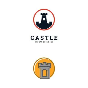 Set of Castle Icon Vector Logo Template Illustration Design Stock Illustration