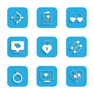 Set Castle in the shape of heart, Speech bubble text I love you, Healed bro.. Stock Illustration