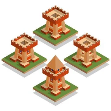 A set of castle towers. Stock Illustration