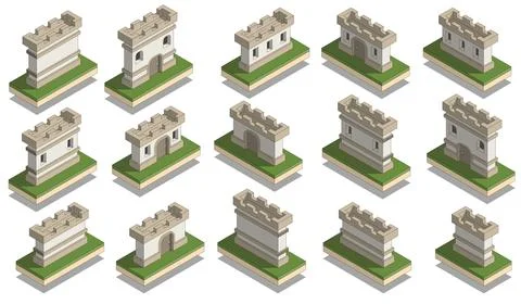 Set of castle walls. Stock Illustration