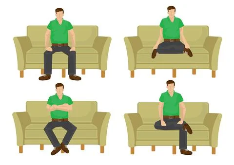 Set of casual man in various sitting positions.. 스톡 일러스트