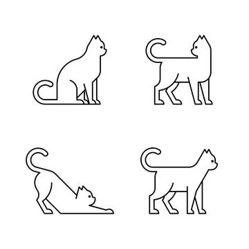 Set of Cat, Cat Logo Stock Illustration