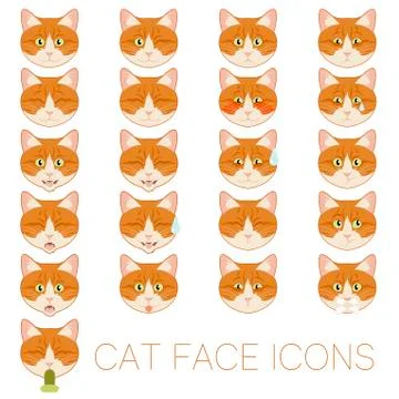 Set of cat faces Stock Illustration