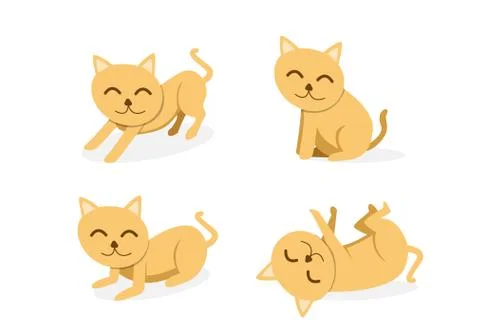 Set of cat isolated on white background, art Stock Illustration