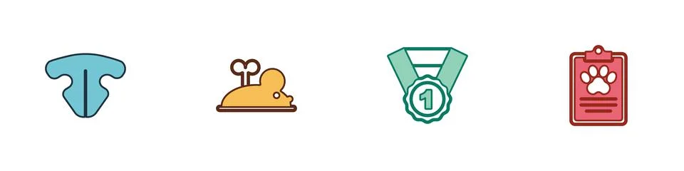 Set Cat nose, Clockwork mouse, Dog award symbol and Clinical record pet icon Illustrazione stock