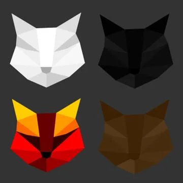 Set of cat polygon geometric. Vector illustration. Ilustración de archivo