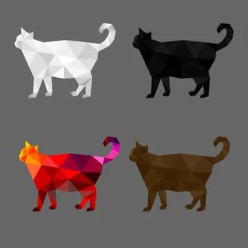 Set of cat polygon geometric. Vector illustration. Stock Illustration