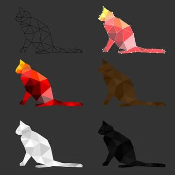 Set of cat polygon geometric. Vector illustration. Stock Illustration