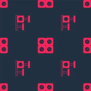 Set Cat scratching post with toy and Dog pill on seamless pattern. Vector Stock Illustration