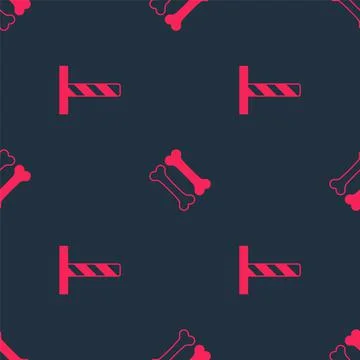 Set Cat scratching post with toy and Dog bone on seamless pattern. Vector Stock Illustration