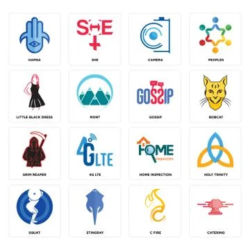 Set of catering, c fire, squat, home inspection, grim reaper, gossip, little  무료 스톡 일러스트