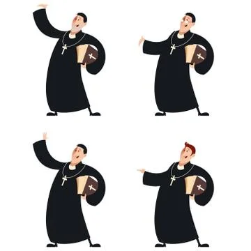 Set of Catholic priests Stock Illustration