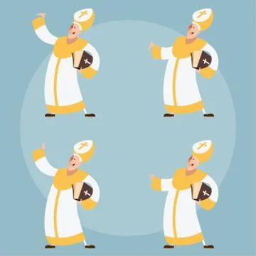 Set of Catolic Popes Stock Illustration