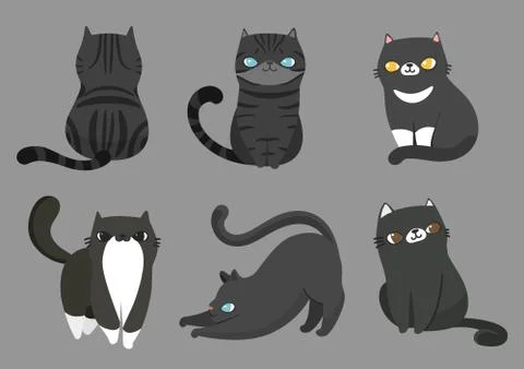 Vector illustration, Cats seamless pattern, Different type of cute