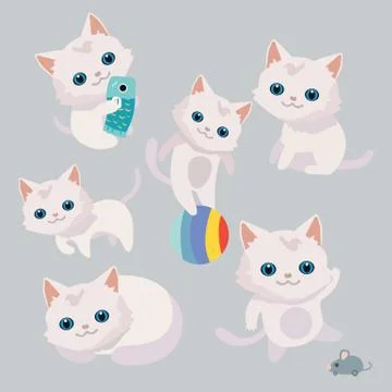 Set of cats in different positions. Stock Illustration