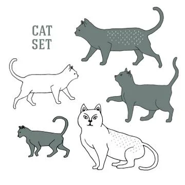 Set off cats hand drawn vector illustration Stock Illustration
