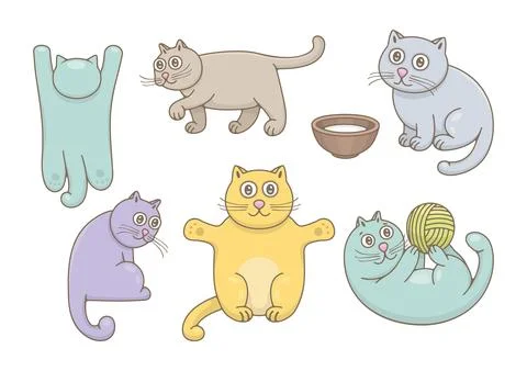Set of Cats Stock Illustration