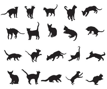 Set of cats silhouettes Stock Illustration