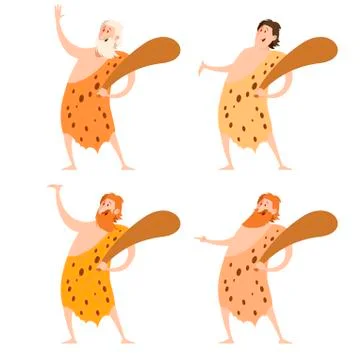 Set of cavemen Stock Illustration