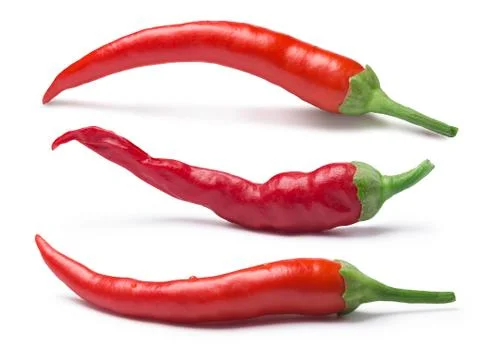 Set of cayenne peppers, paths Stock Photos