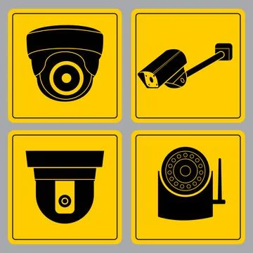 Set of CCTV Camera Security icon Stock Illustration