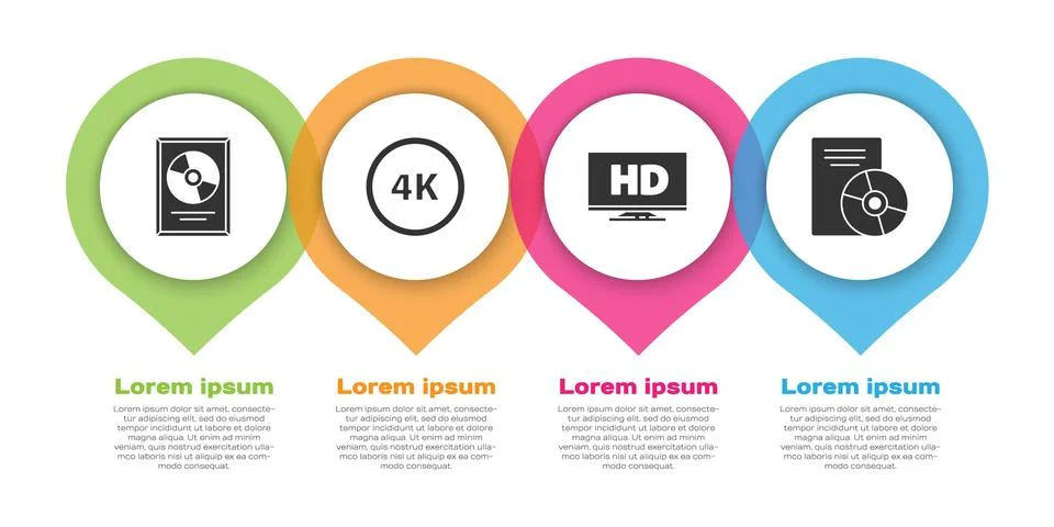 Set CD disk award in frame, 4k Ultra HD, Smart display with HD video and CD or Stock-Illustration