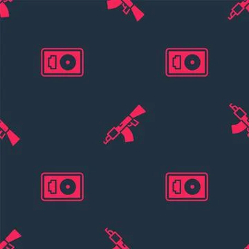 Set CD disk award in frame and Submachine gun on seamless pattern. Vector イラスト素材