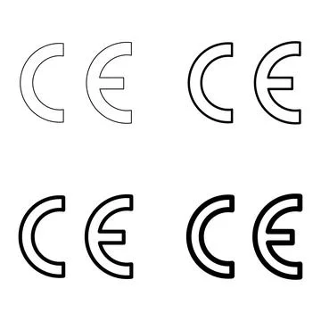 Set of CE mark symbol for conformite europeenne, clean label product, informa イラスト素材