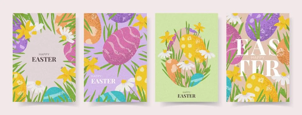 Set of celebration Easter posters Stock Illustration