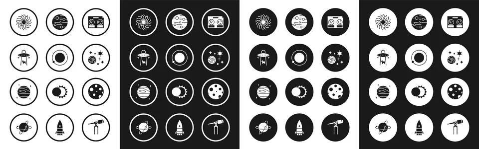 Set Celestial map of the night sky, Satellites orbiting planet Earth, UFO a.. Stock Illustration