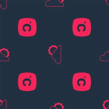 Set Celsius and Sun and cloud weather on seamless pattern. Vector Stock Illustration