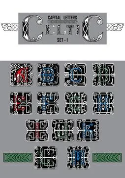 Set of Celtic capital letters Stock Illustration