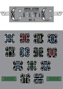 Set of Celtic capital letters Stock Illustration