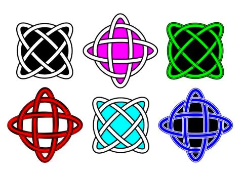 Set Celtic knot, interlocked circles logo colourful fashion design vector tattoo イラスト素材