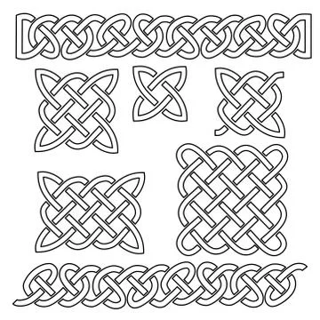 Set of celtic knot patterns and celtic elements. Vector illustration 库存插图