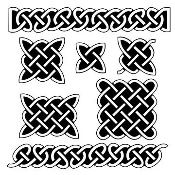 Set of celtic knot patterns and celtic elements. Vector illustration Illustrazione stock