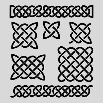 Set of celtic knot patterns and celtic elements. Vector illustration Illustrazione stock