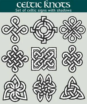 Set of celtic signs with shadows Stock Illustration