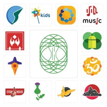 Set of celtic tree life, kart, gryphon, thistle, steakhouse, aum, travel, mob Illustrazione stock gratuita